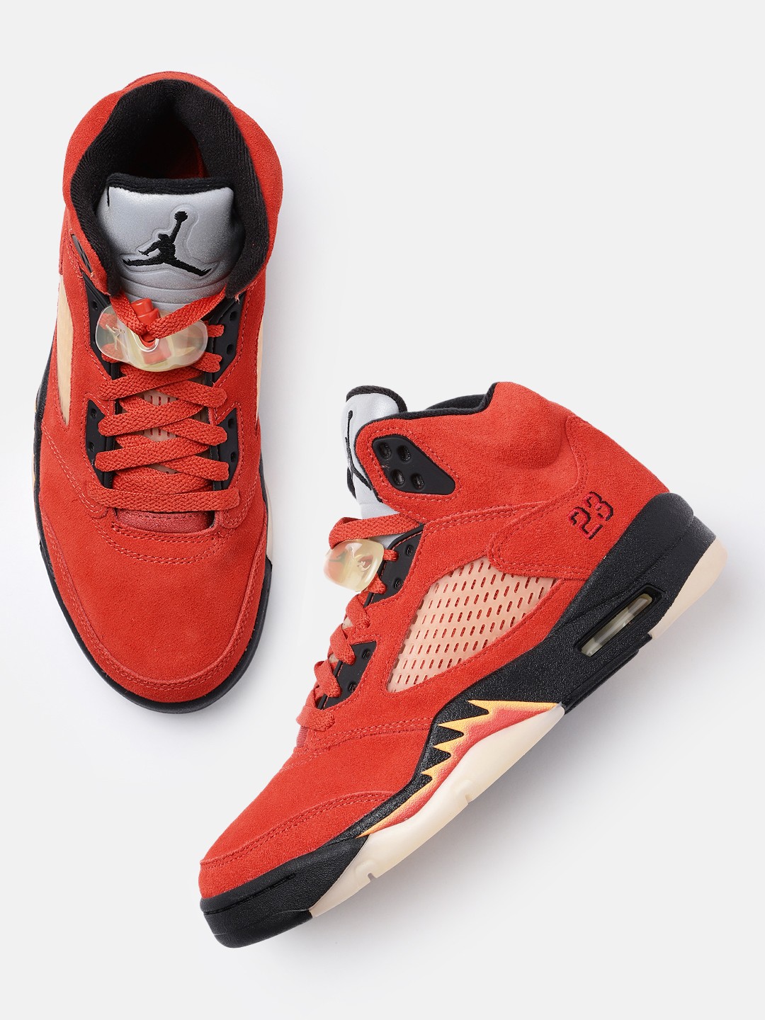 

Nike Women Leather AIR JORDAN 5 RETRO Basketball Shoes, Red