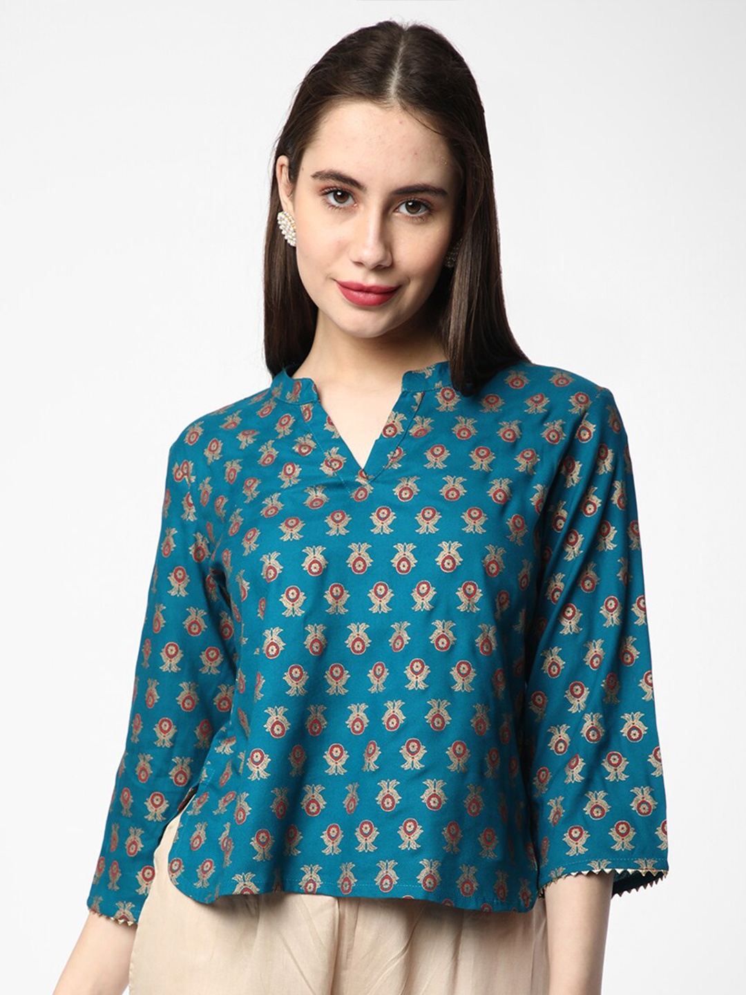 

R&B Viscose Rayon Printed Tunic, Blue
