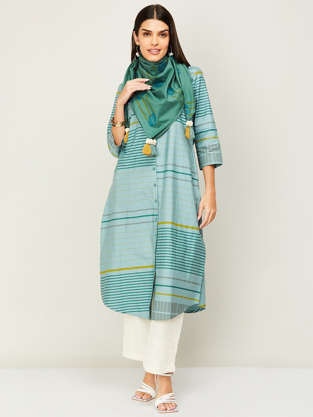 

Melange by Lifestyle Cotton Geometric Printed Dupatta, Teal