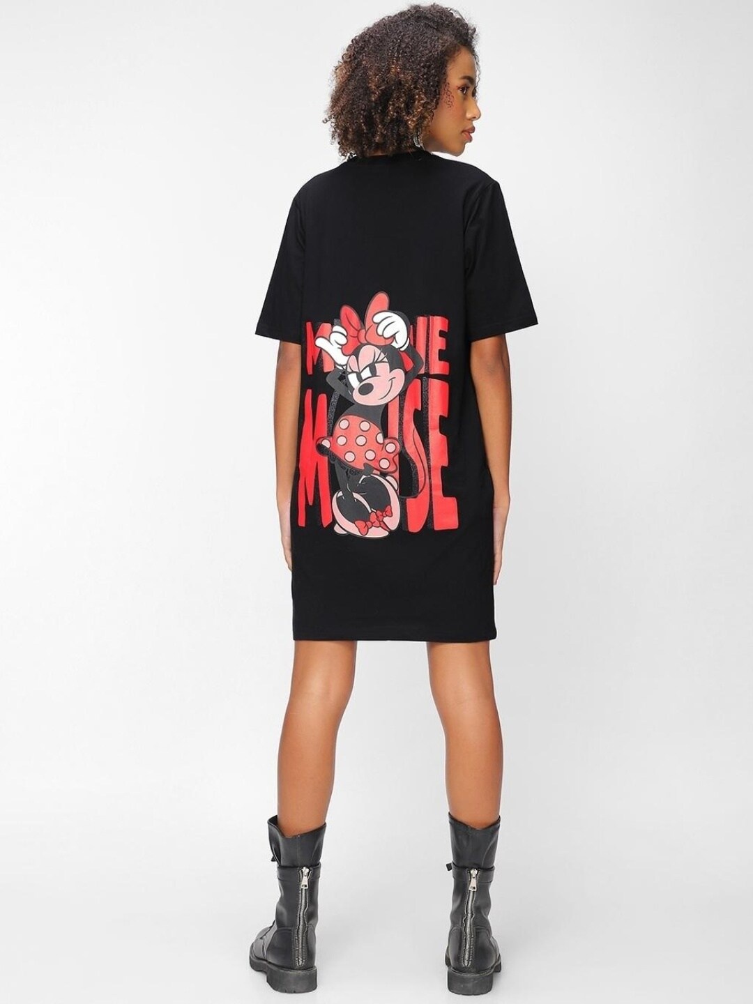 

Bewakoof Plus Cotton T-shirt Dress, Black