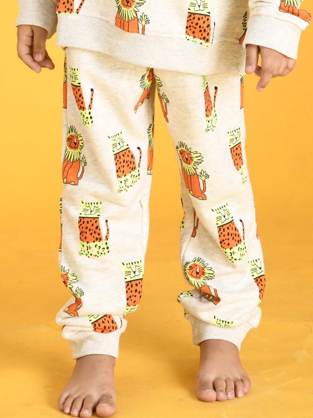 

Anthrilo Boys Floral Printed Relaxed High-Rise Easy Wash Trousers, Off white