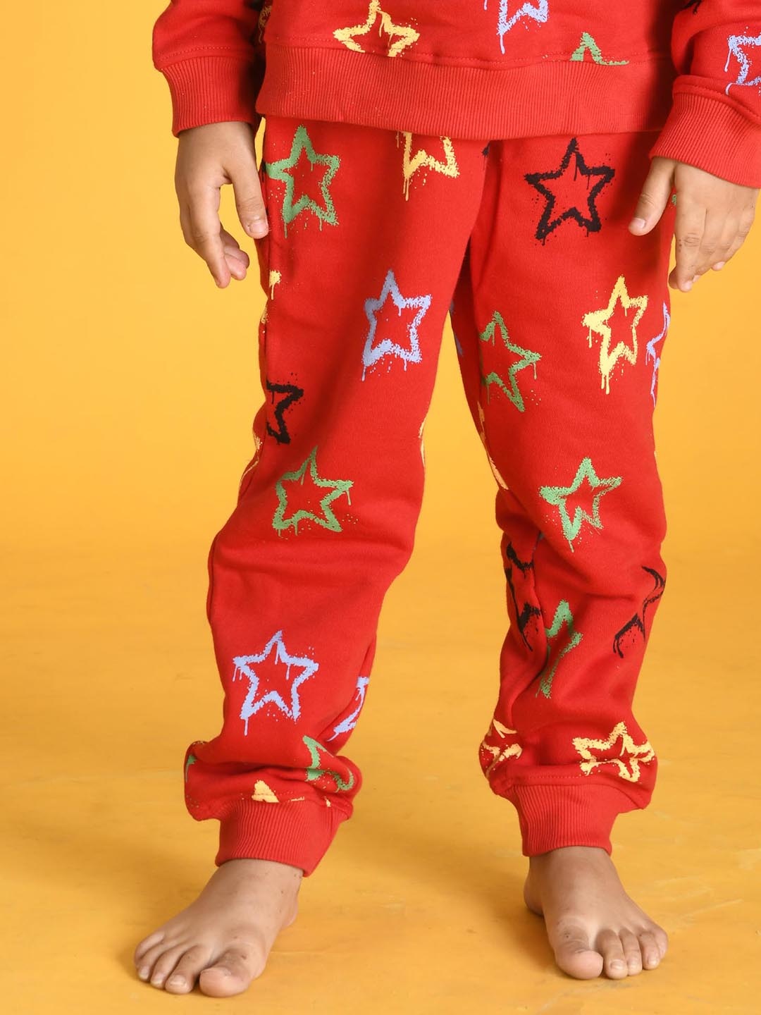 

Anthrilo Boys Printed Fleece Joggers, Red