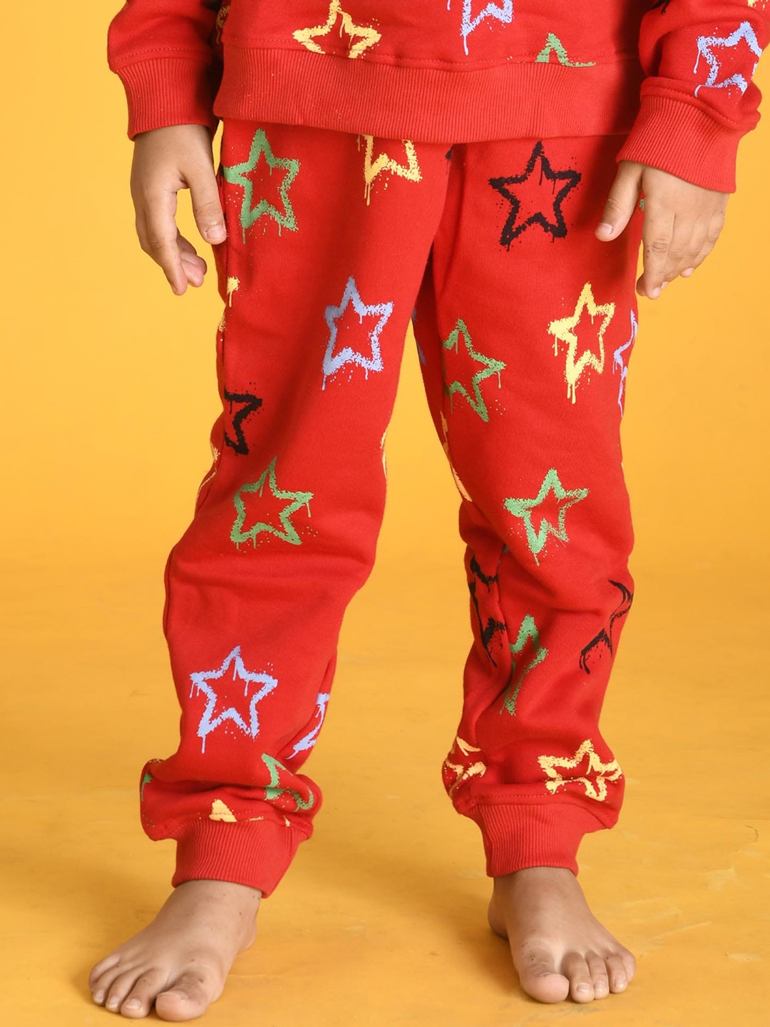 

Anthrilo Boys Printed Relaxed High-Rise Easy Wash Joggers Trousers, Red