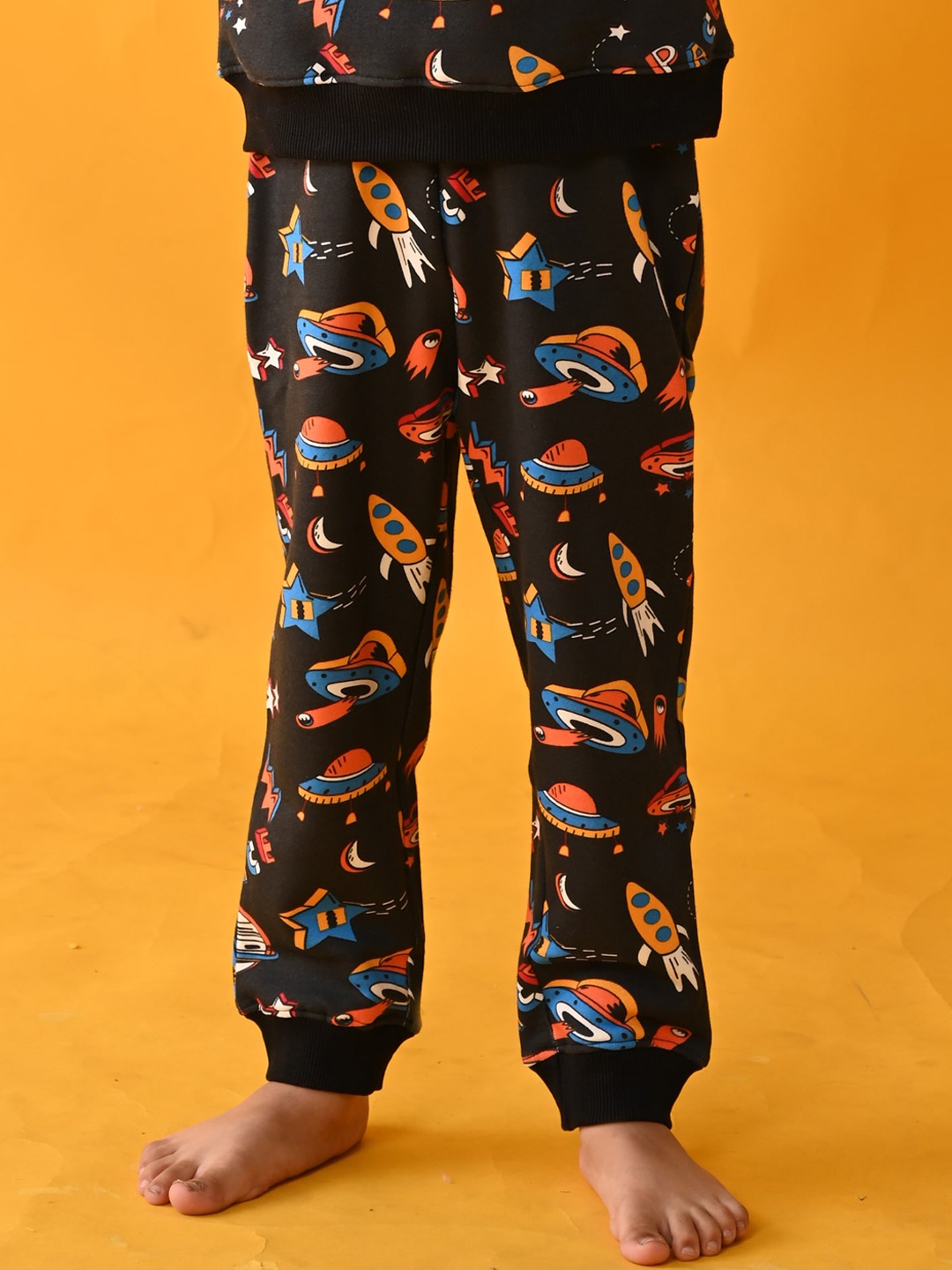 

Anthrilo Boys Printed Relaxed High-Rise Easy Wash Joggers Trousers, Black