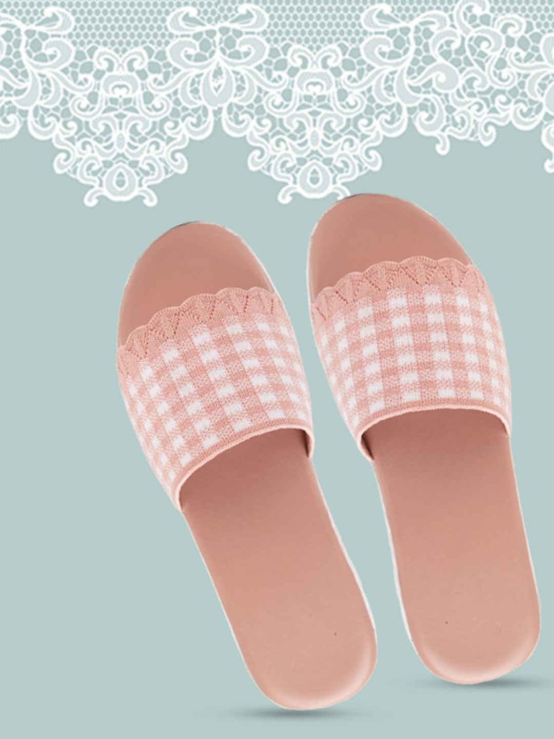 

sneakers villa Women Printed Open Toe Flats, Peach