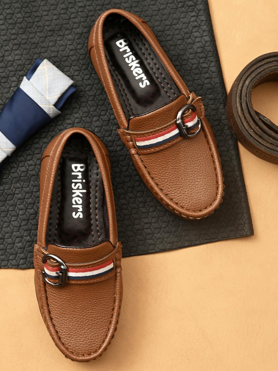 

BRISKERS Boys Solid Loafers, Tan