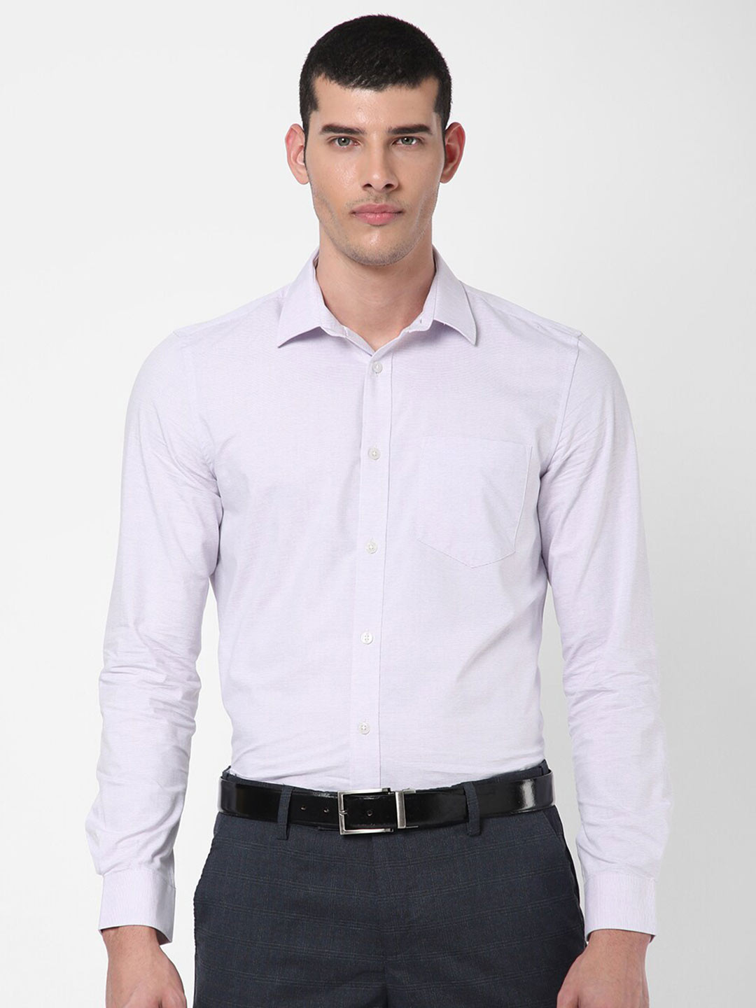 

R&B Men Solid Casual Cotton Shirt, Purple