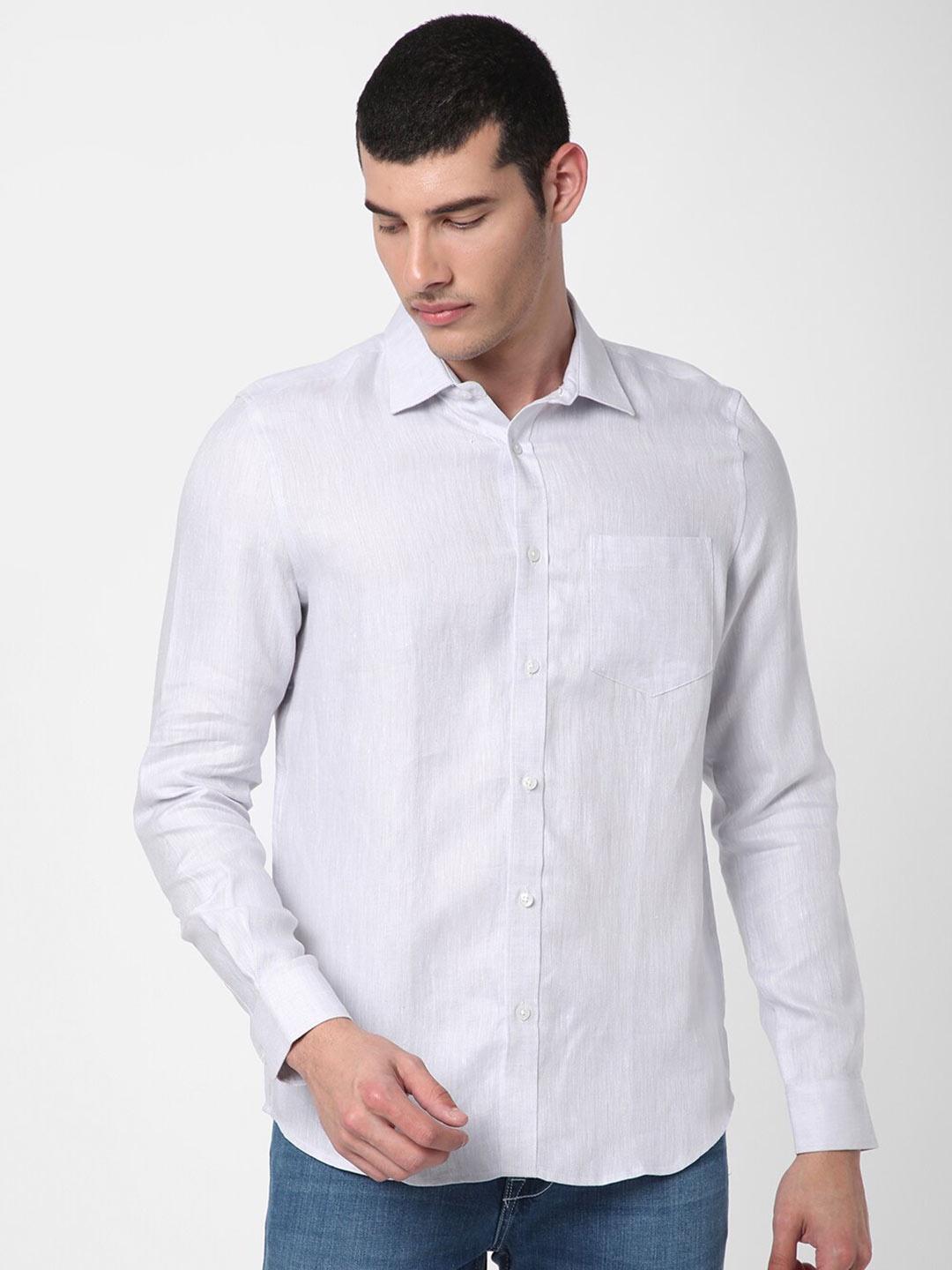 

R&B Men Linen Casual Shirt, Purple