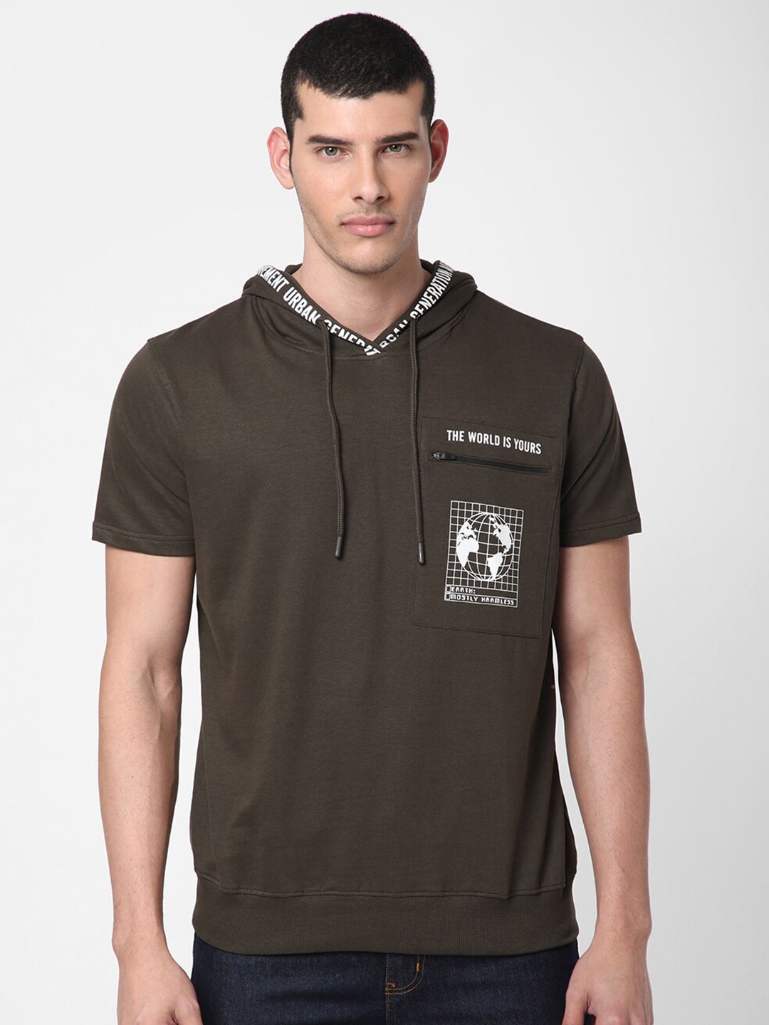

R&B Men Cotton Sweatshirt, Olive