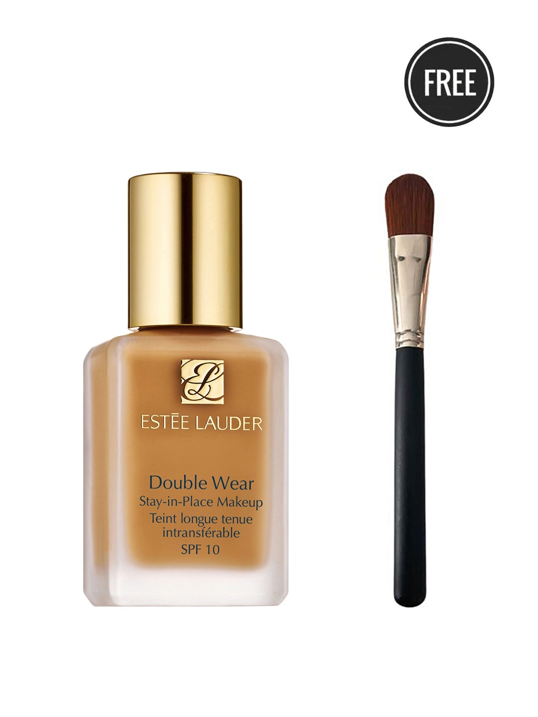 

Estee Lauder Double Wear Stay-in-Place Foundation - Honey Bronze 4W1 & Foundation Brush, Beige