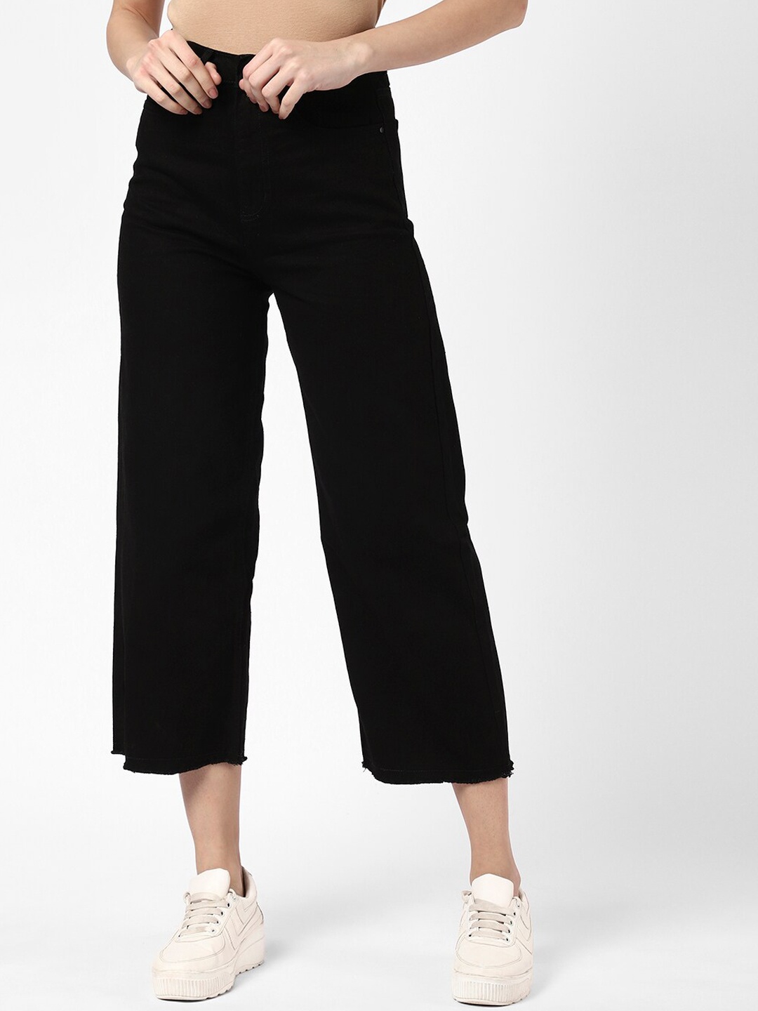 

R&B Women Wide Leg High-Rise Cotton Jeans, Black