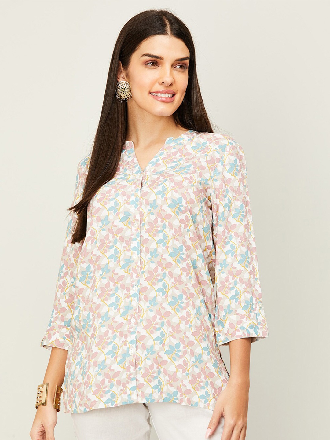 

Melange by Lifestyle Floral Printed Regular Kurti, Peach