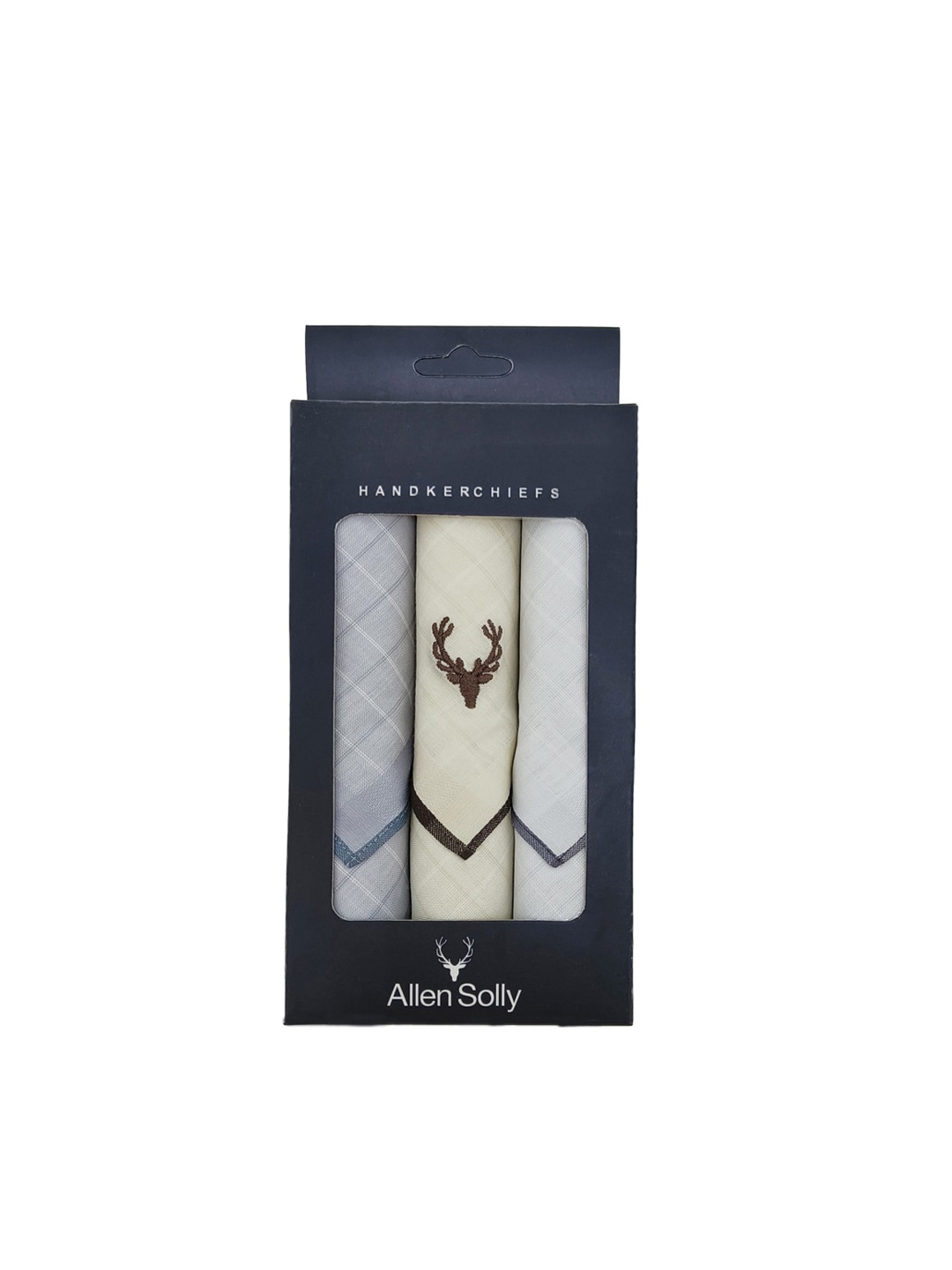 

Allen Solly Men Pack Of 3 Checked Cotton Handkerchiefs, Beige