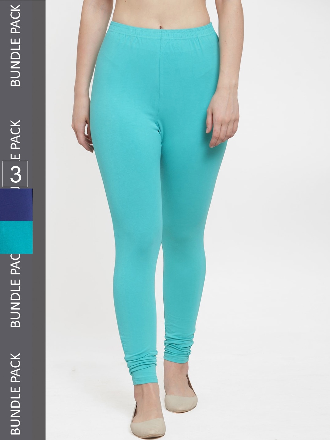 

GRACIT Pack Of 3 Ankle-Length Leggings, Blue