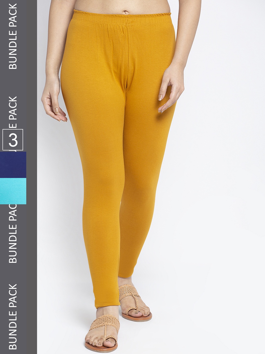 

GRACIT Pack Of 3 Ankle-Length Leggings, Blue