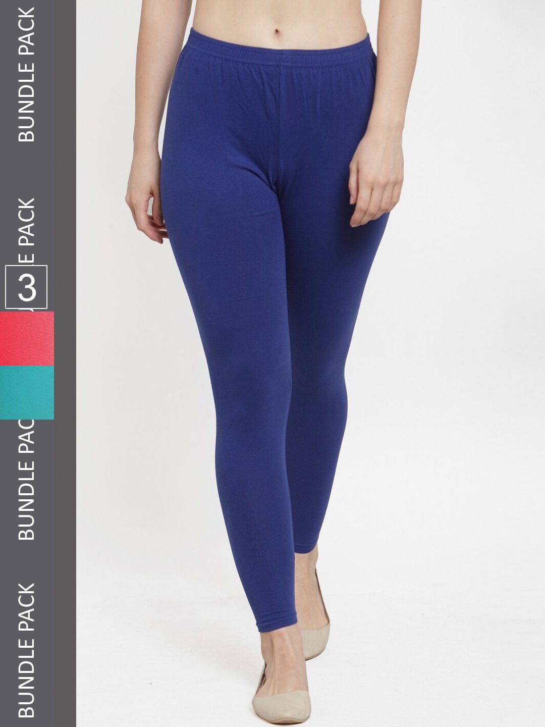 

GRACIT Pack Of 3 Ankle-Length Leggings, Blue