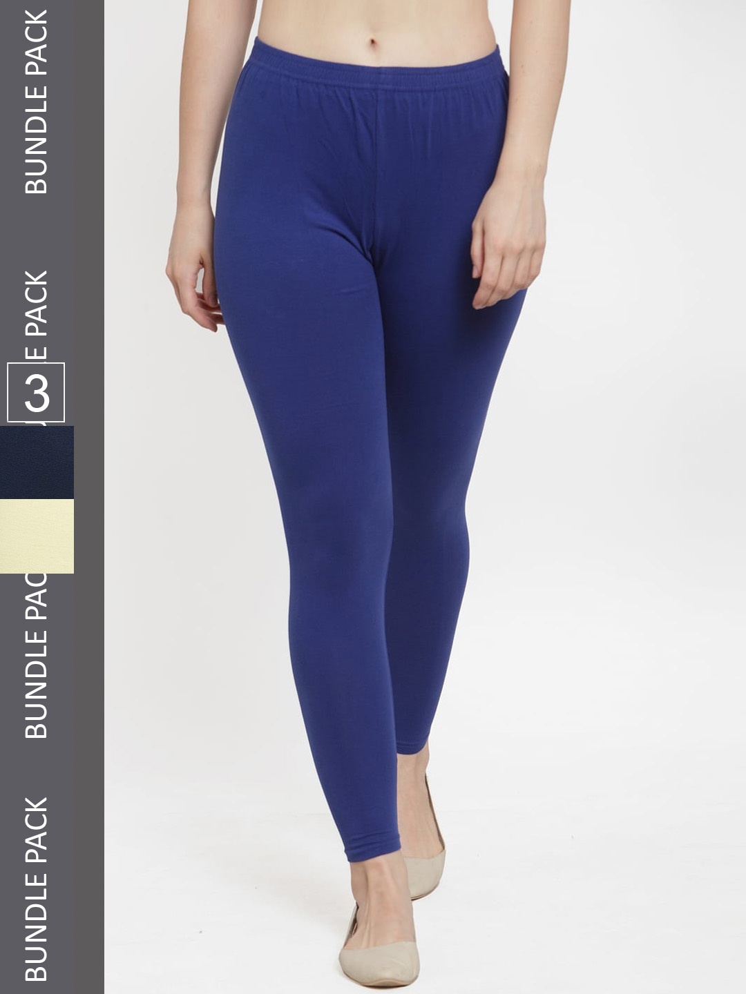 

GRACIT Pack of 3 Ankle-Length Leggings, Blue
