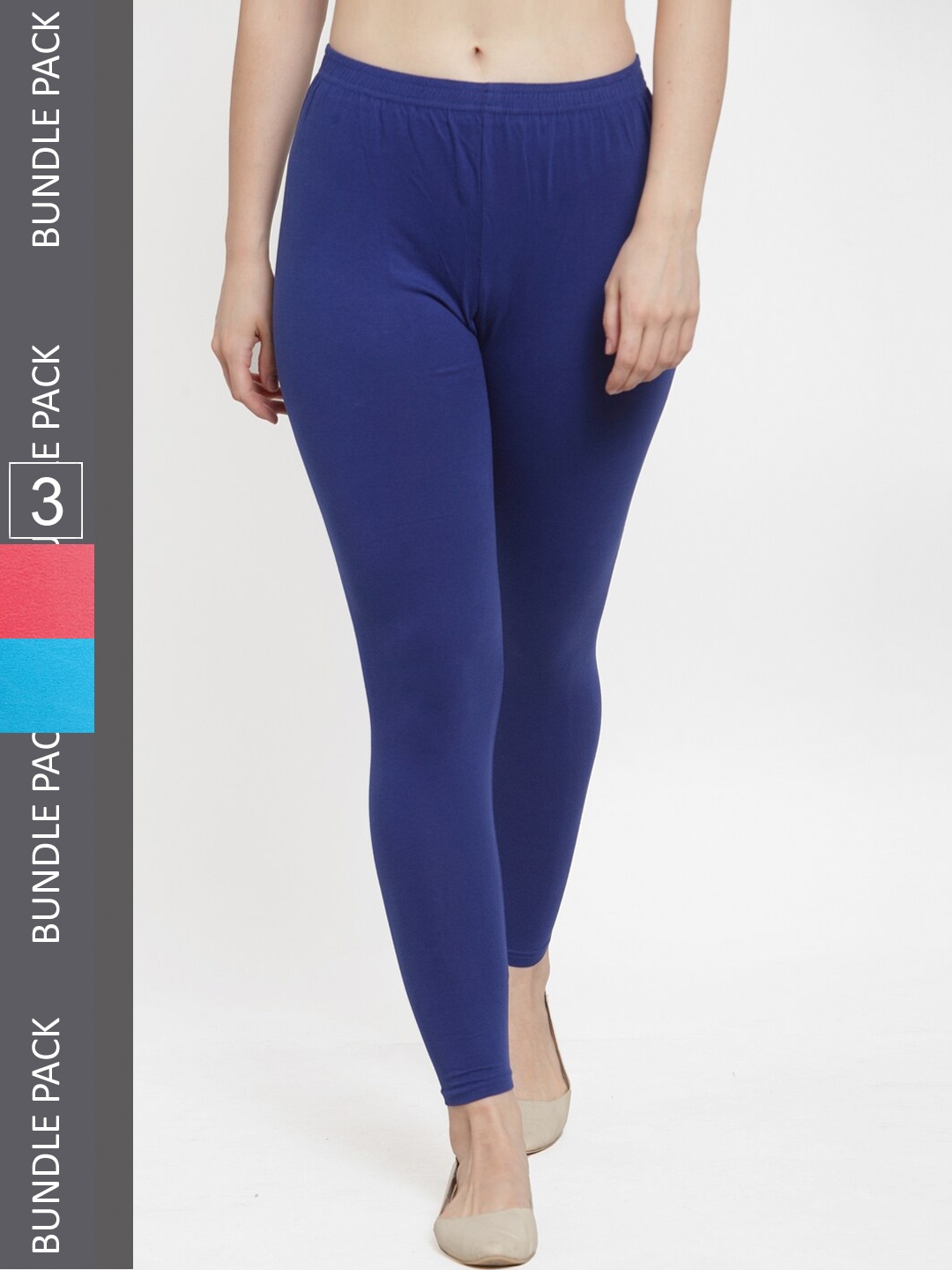 

GRACIT Pack of 3 Ankle-Length Leggings, Blue