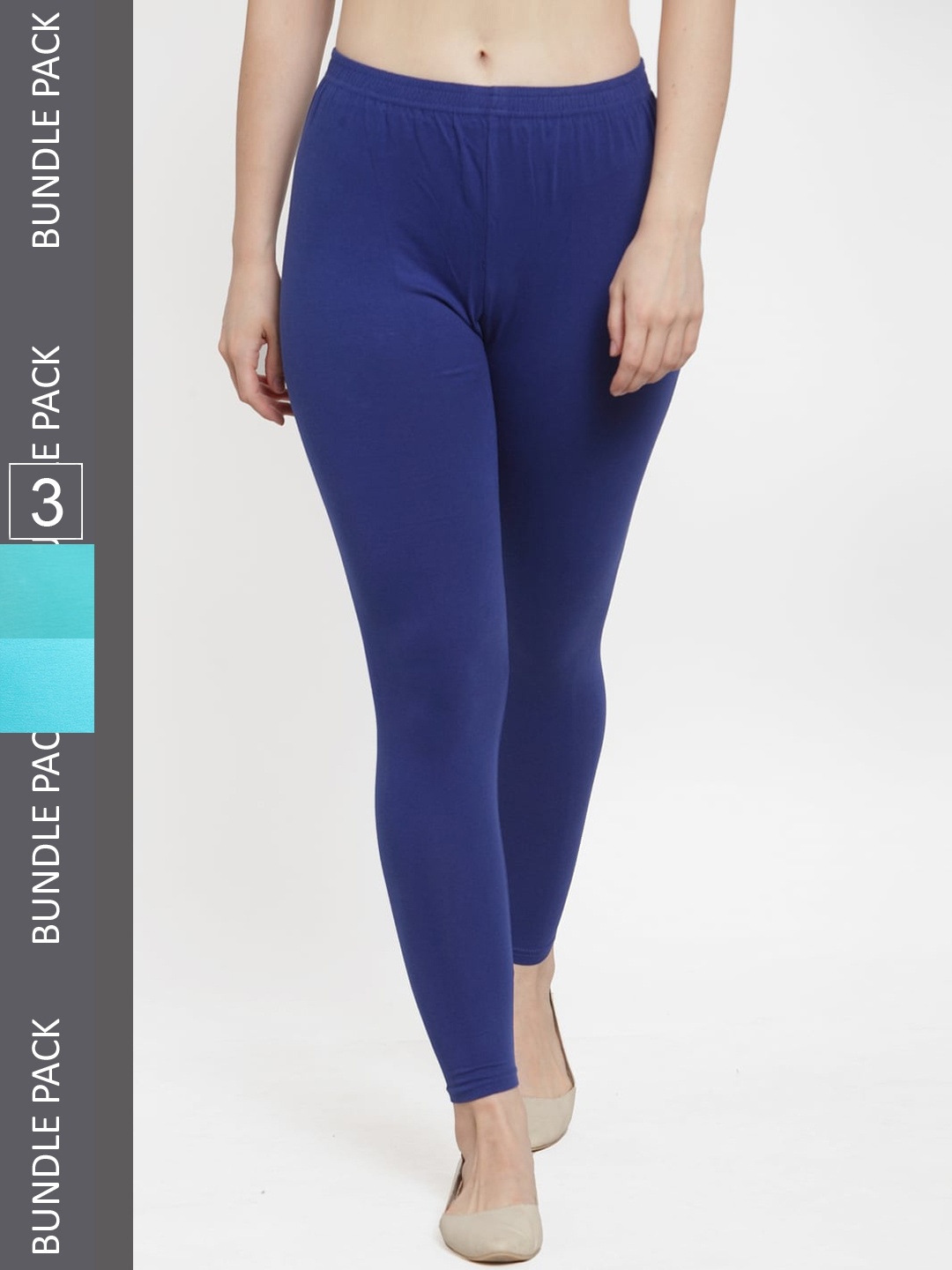 

GRACIT Pack of 3 Ankle-Length Leggings, Blue