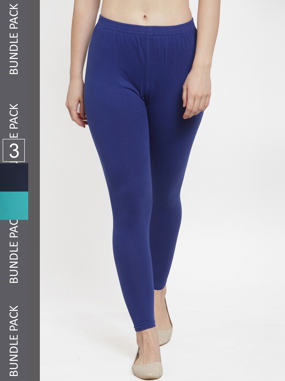 

GRACIT Pack Of 3 Ankle-Length Leggings, Blue