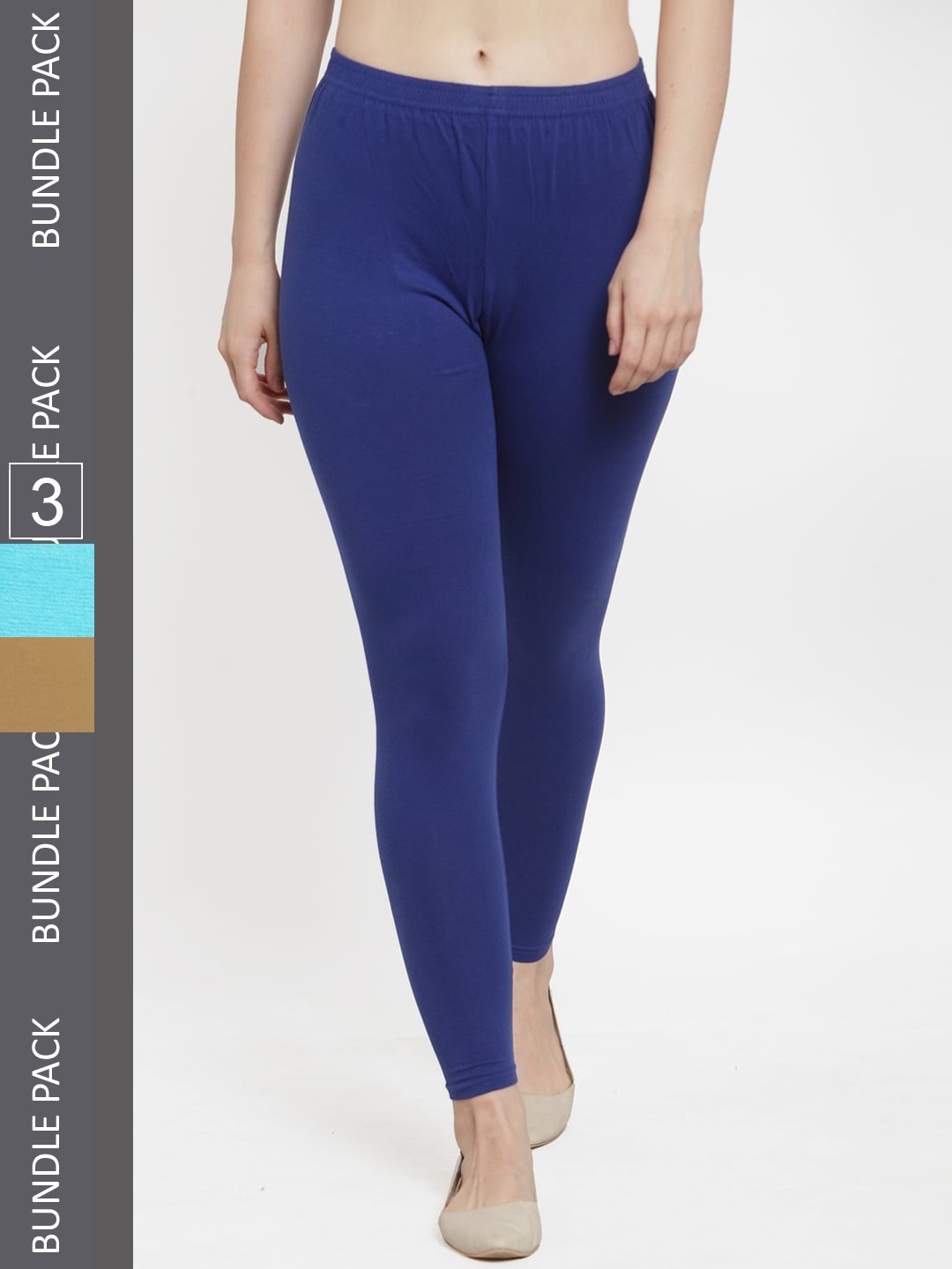 

GRACIT Pack Of 3 Ankle-Length Leggings, Blue