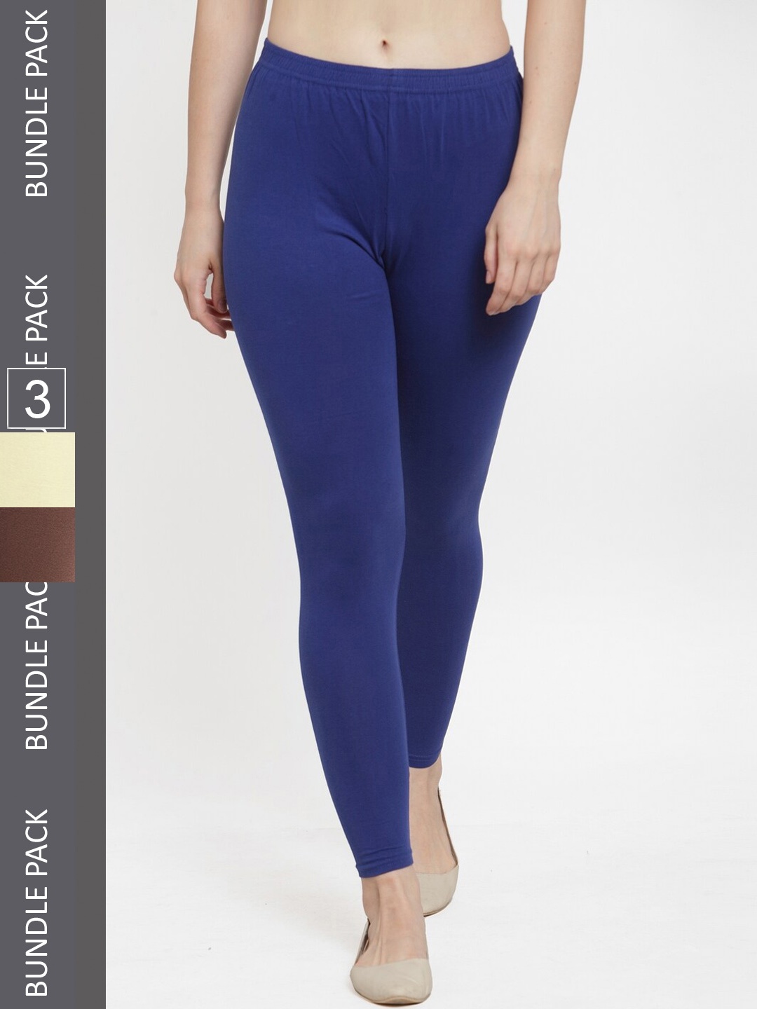 

GRACIT Pack Of 3 Ankle-Length Leggings, Blue