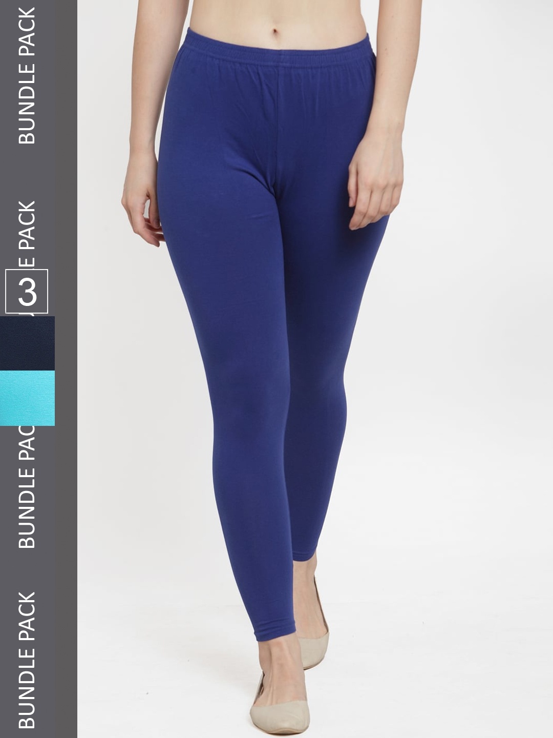 

GRACIT Pack Of 3 Ankle Length Leggings, Blue