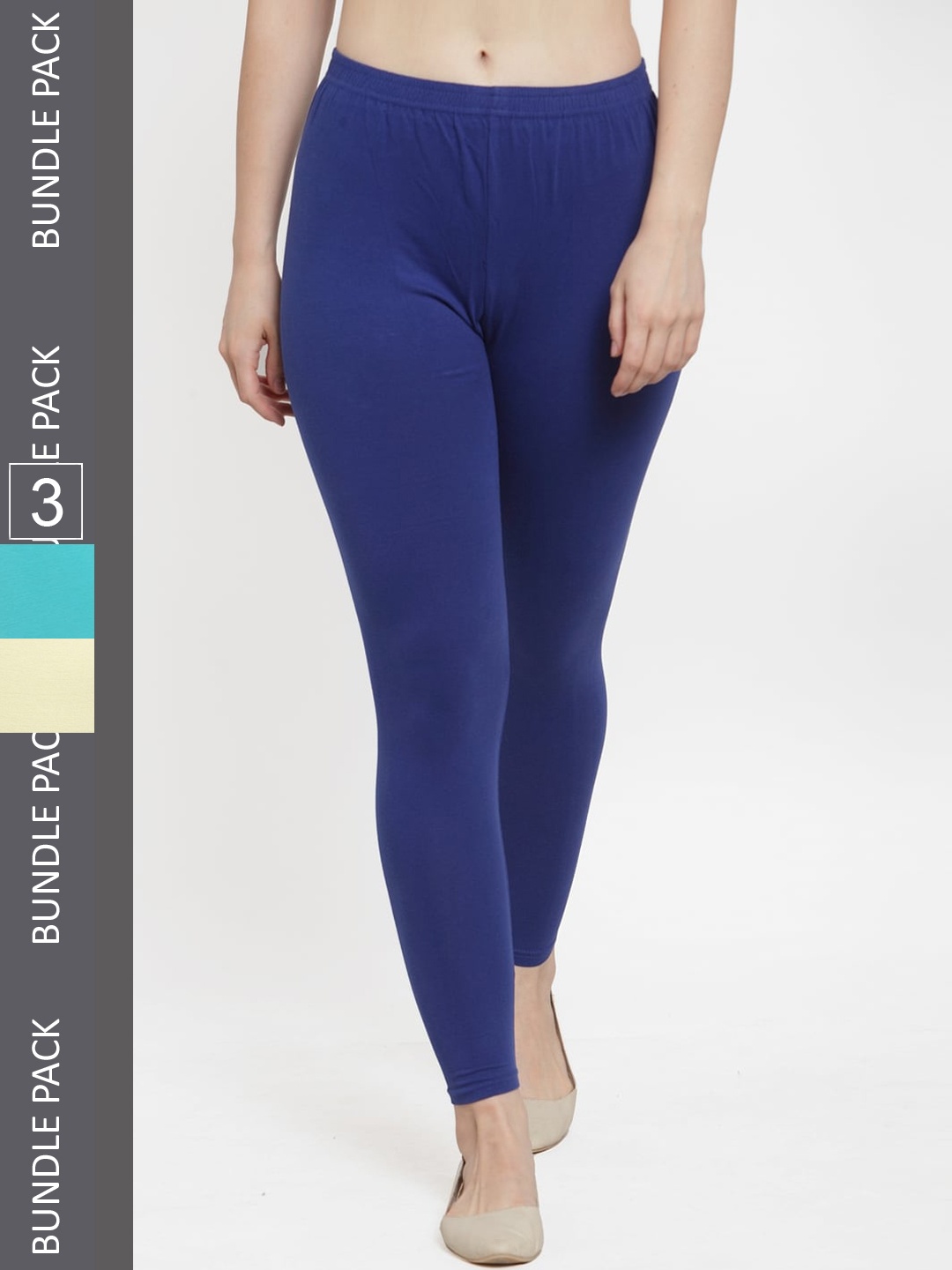 

GRACIT Pack Of 3 Ankle-Length Leggings, Blue