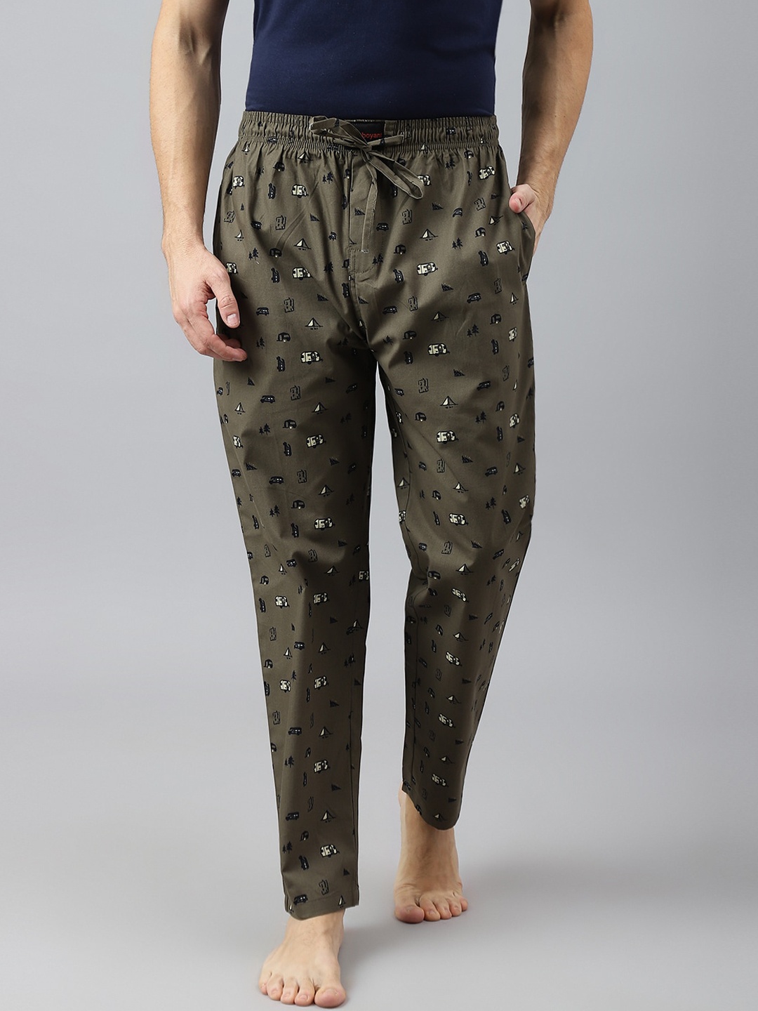 

FLAMBOYANT Men Printed Cotton Lounge Pant, Grey
