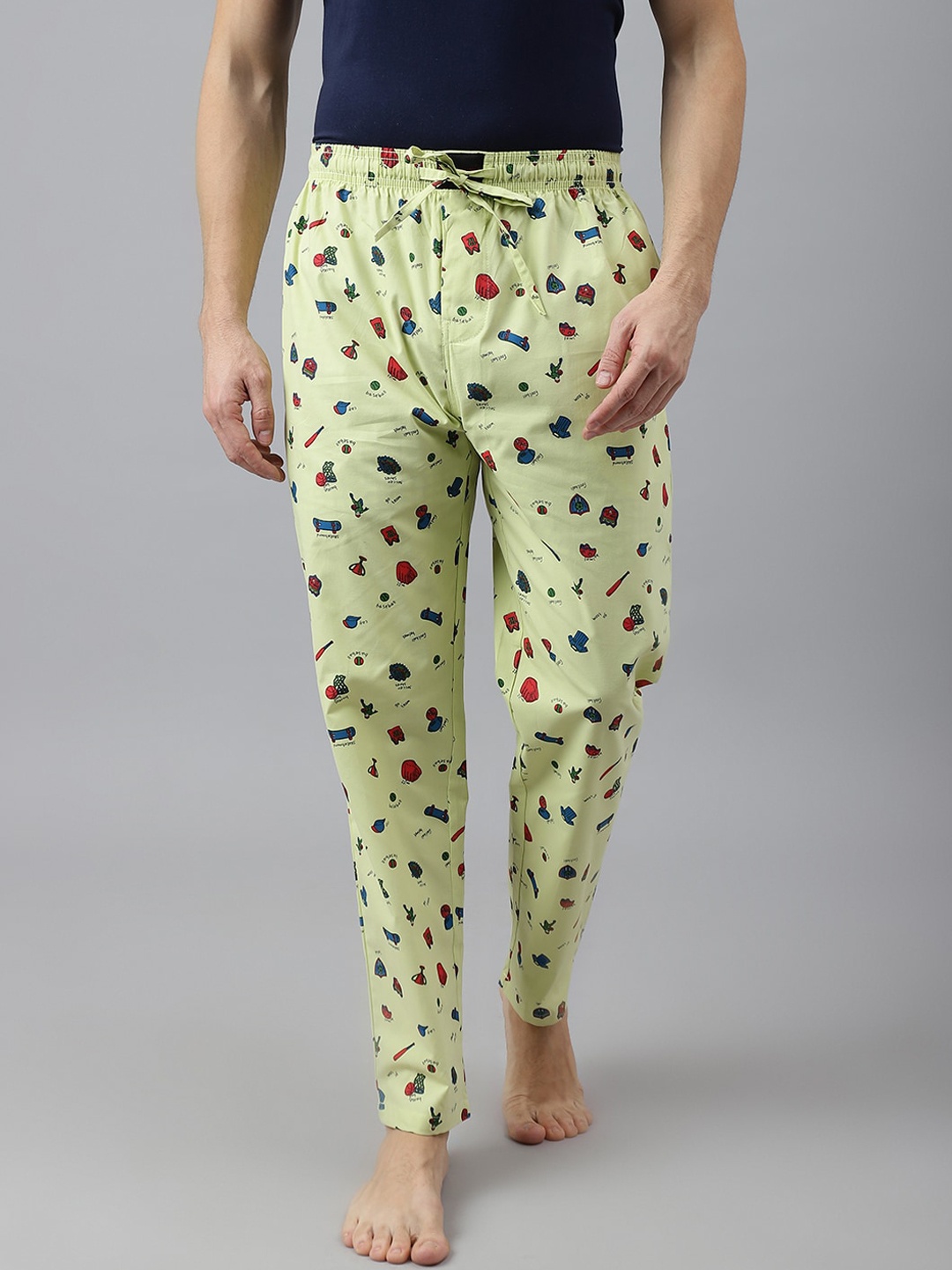 

FLAMBOYANT Men Printed Cotton Lounge Pants, Yellow
