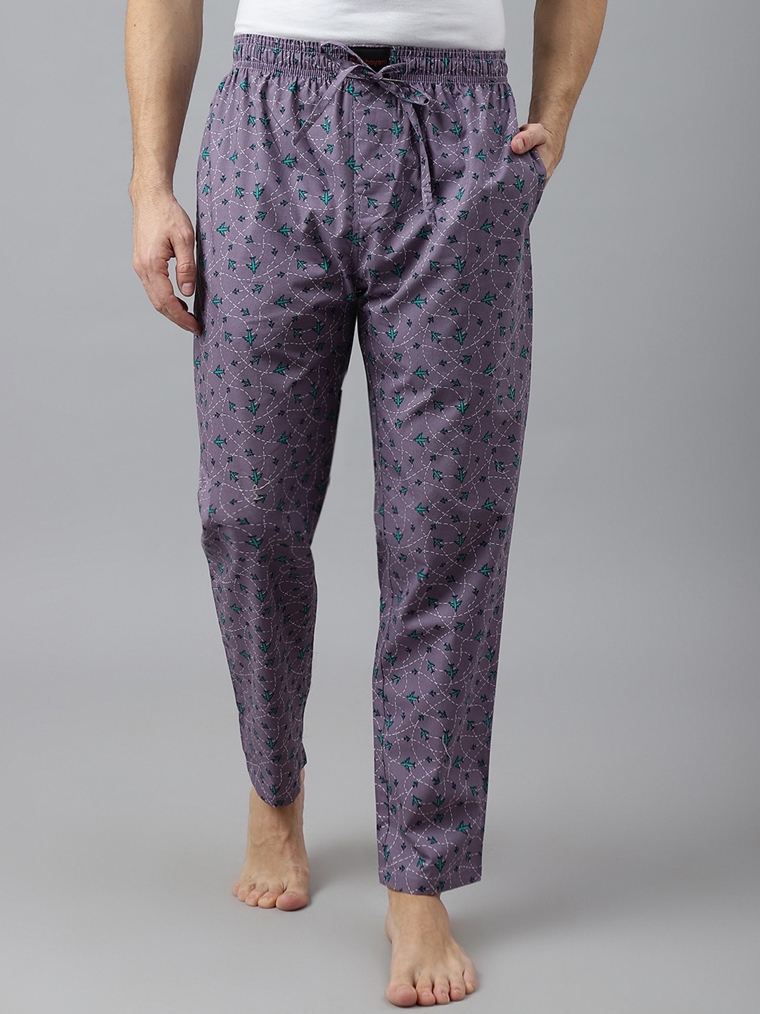 

FLAMBOYANT Men Printed Cotton Lounge Pant, Purple