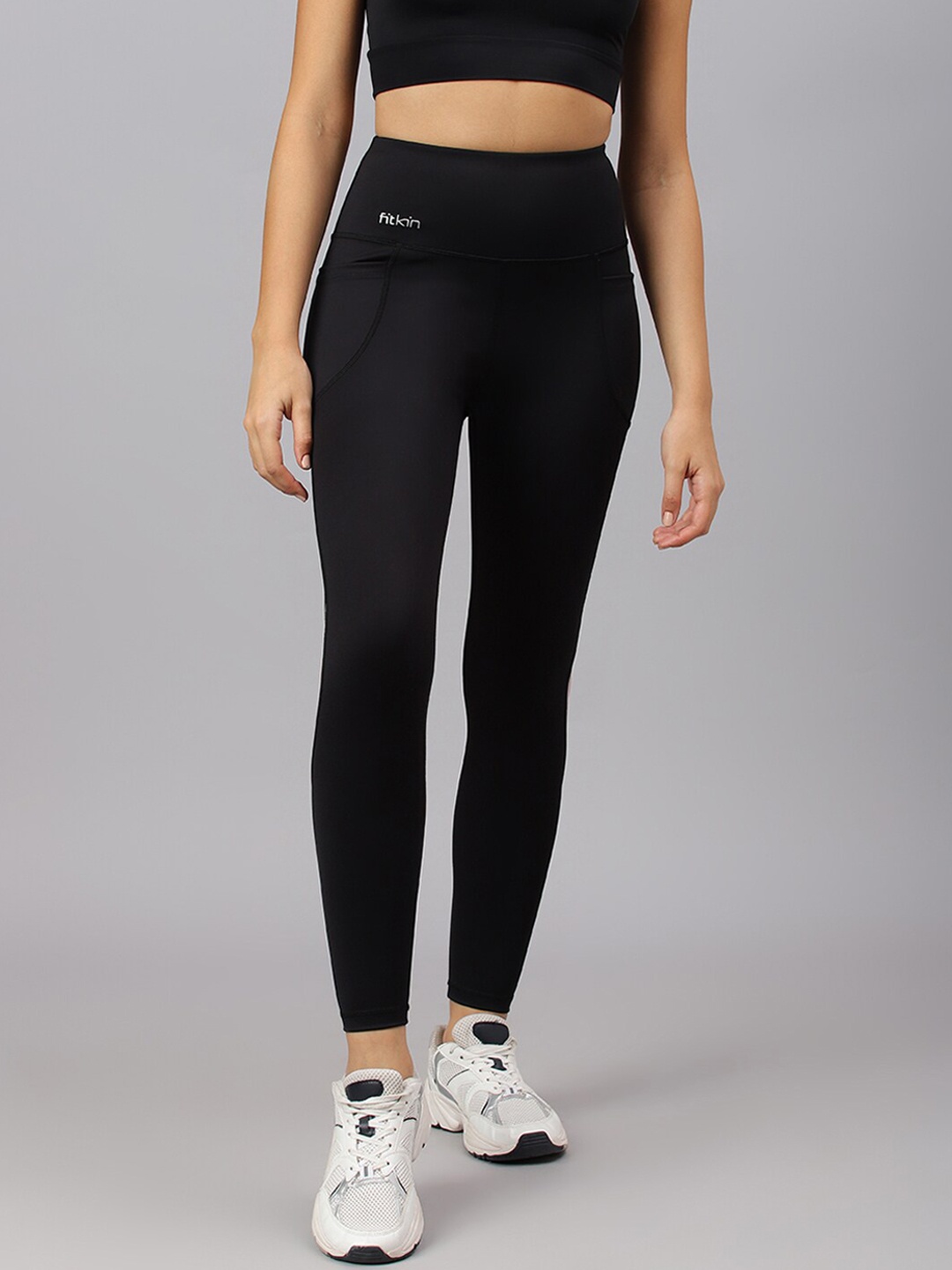 

Fitkin Women High-Waist Anti-Odour Yoga Tights, Black
