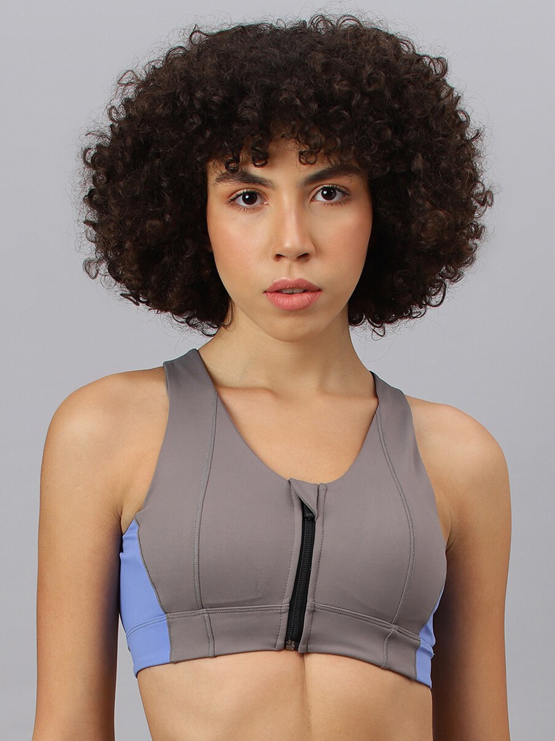 

Fitkin Cut & Sew Front Zipper Bra, Blue