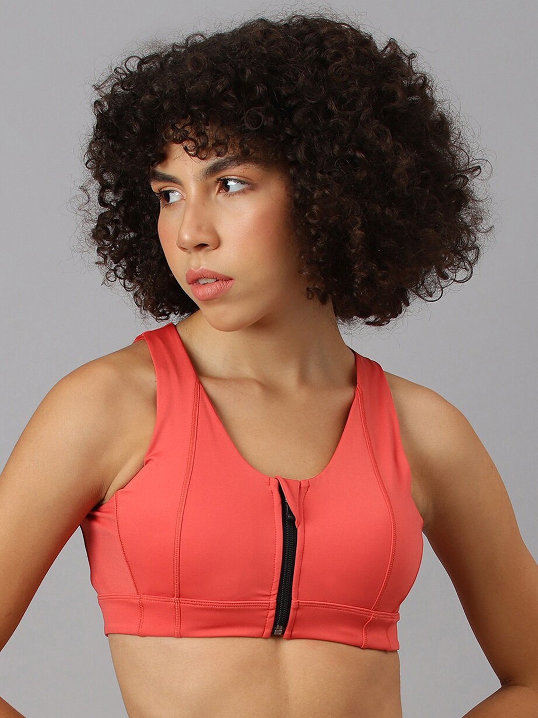 

Fitkin Cut & Sew Front Zipper Bra, Coral