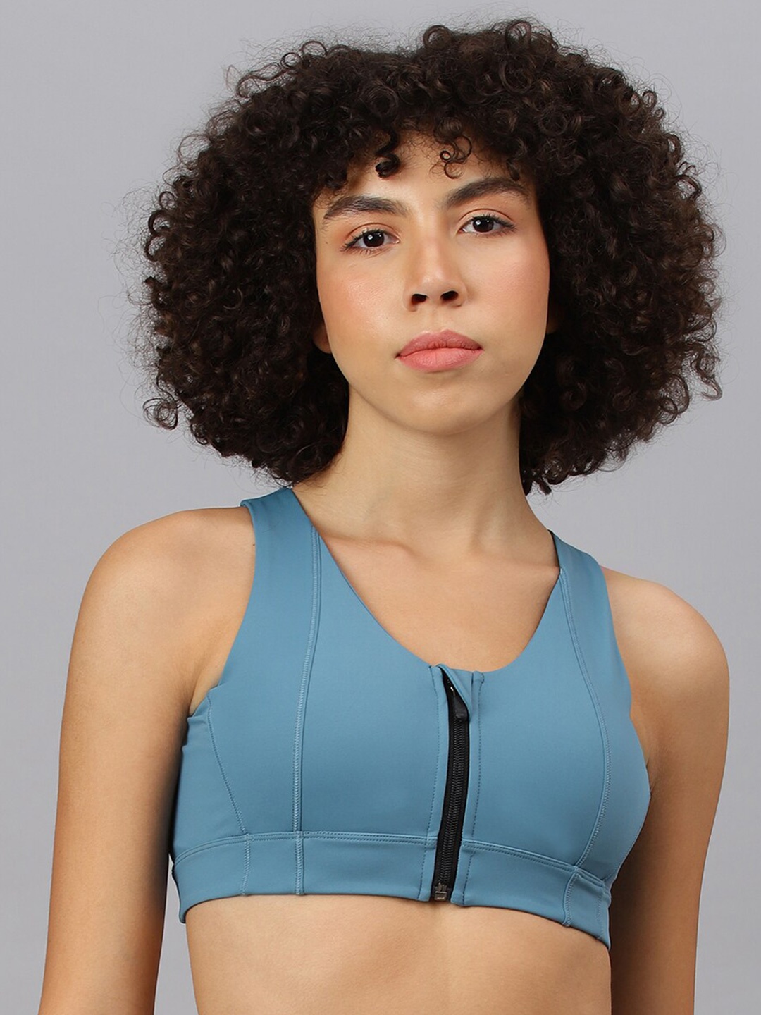 

Fitkin Cut & Sew Front Zipper Bra, Turquoise blue