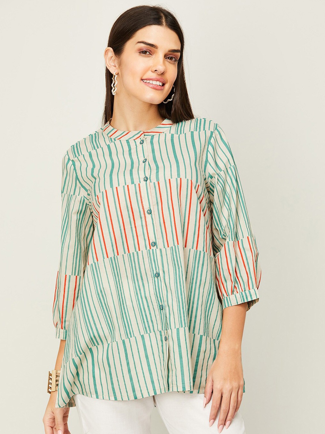 

Melange by Lifestyle Pure Cotton Striped Tunic, Blue