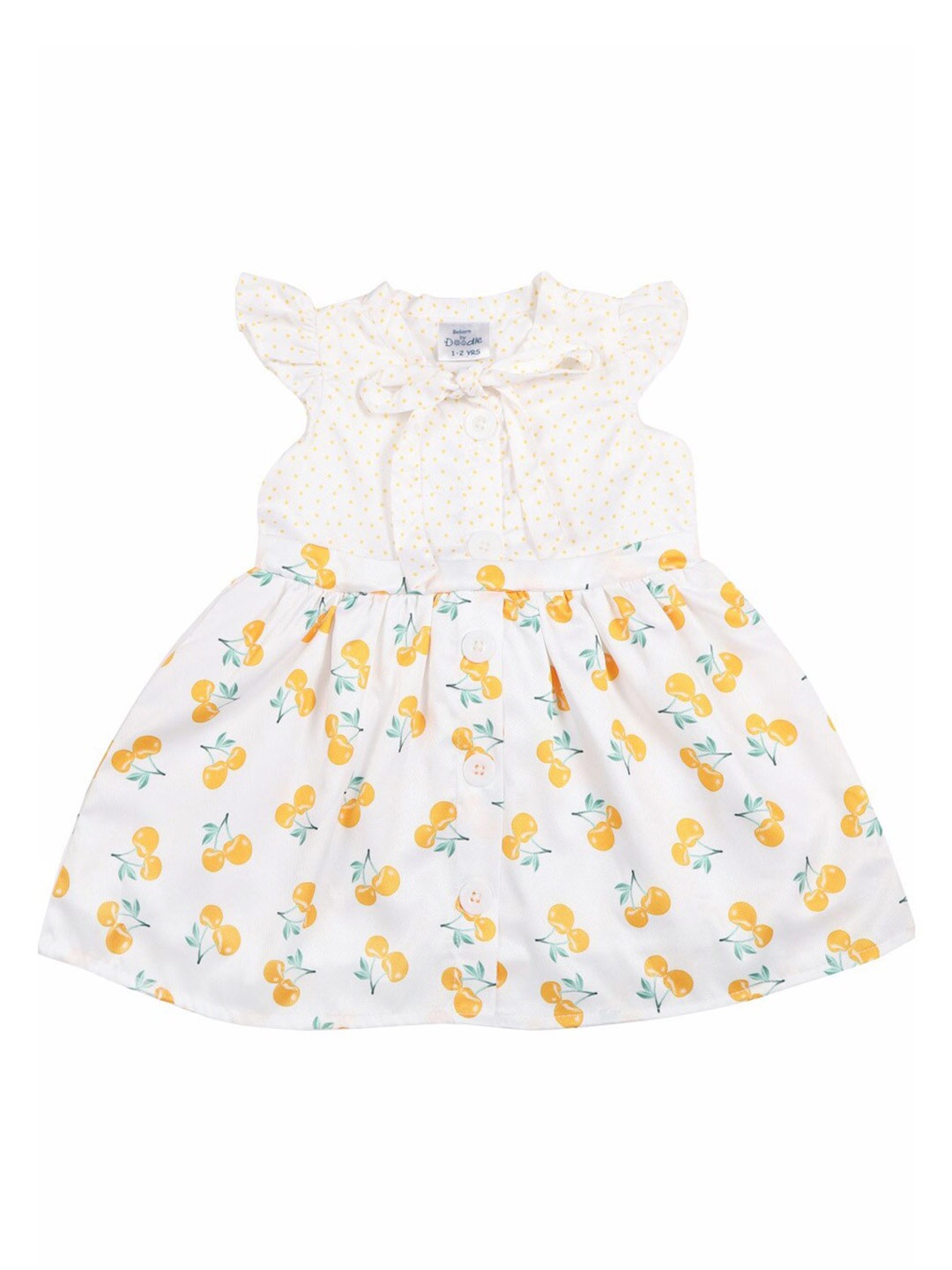 

Doodle Girls Conversational Printed Fit And Flare Dress, Mustard