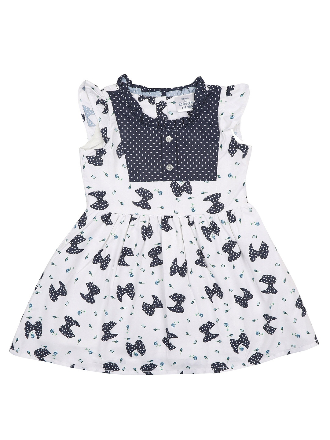 

Doodle Floral Satin Dress, White