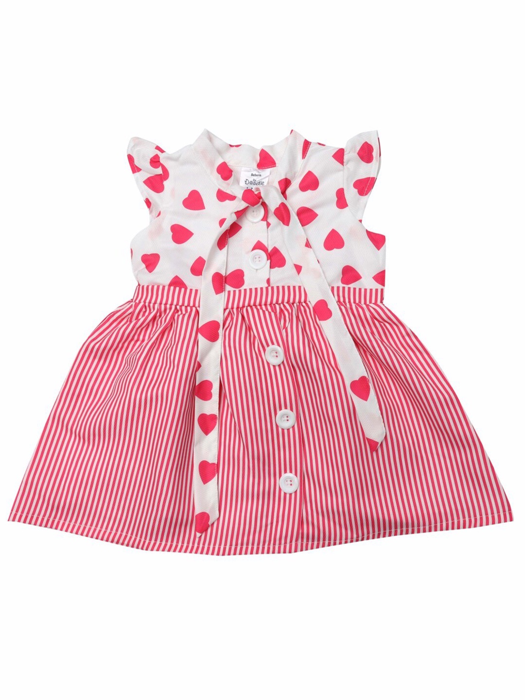 

Doodle Girls Tie-Up Neck Dress, Pink