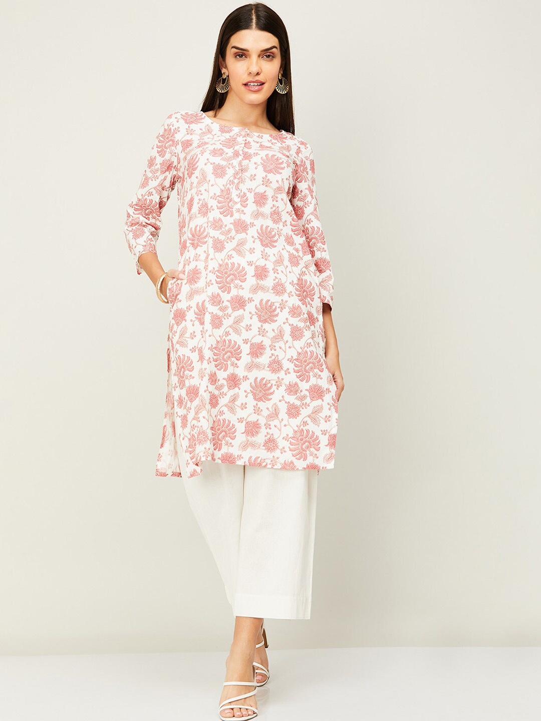 

Melange by Lifestyle Floral Printed Kurta, Coral