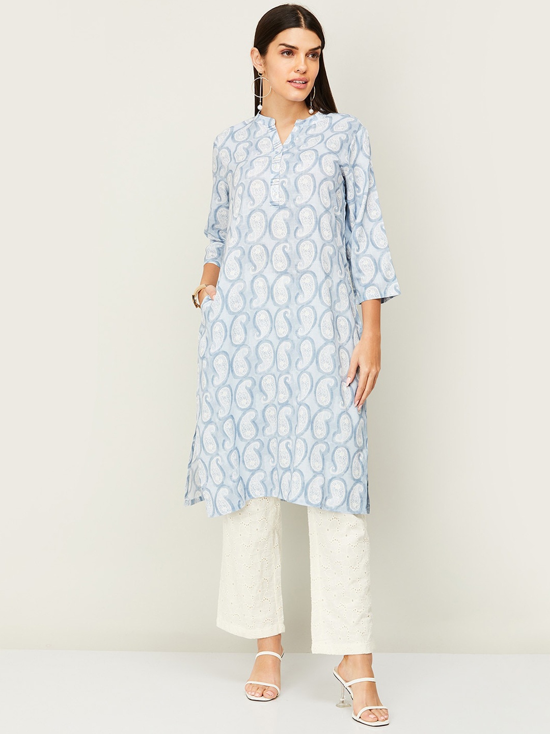 

Melange by Lifestyle Printed Paisley Kurta, Off white