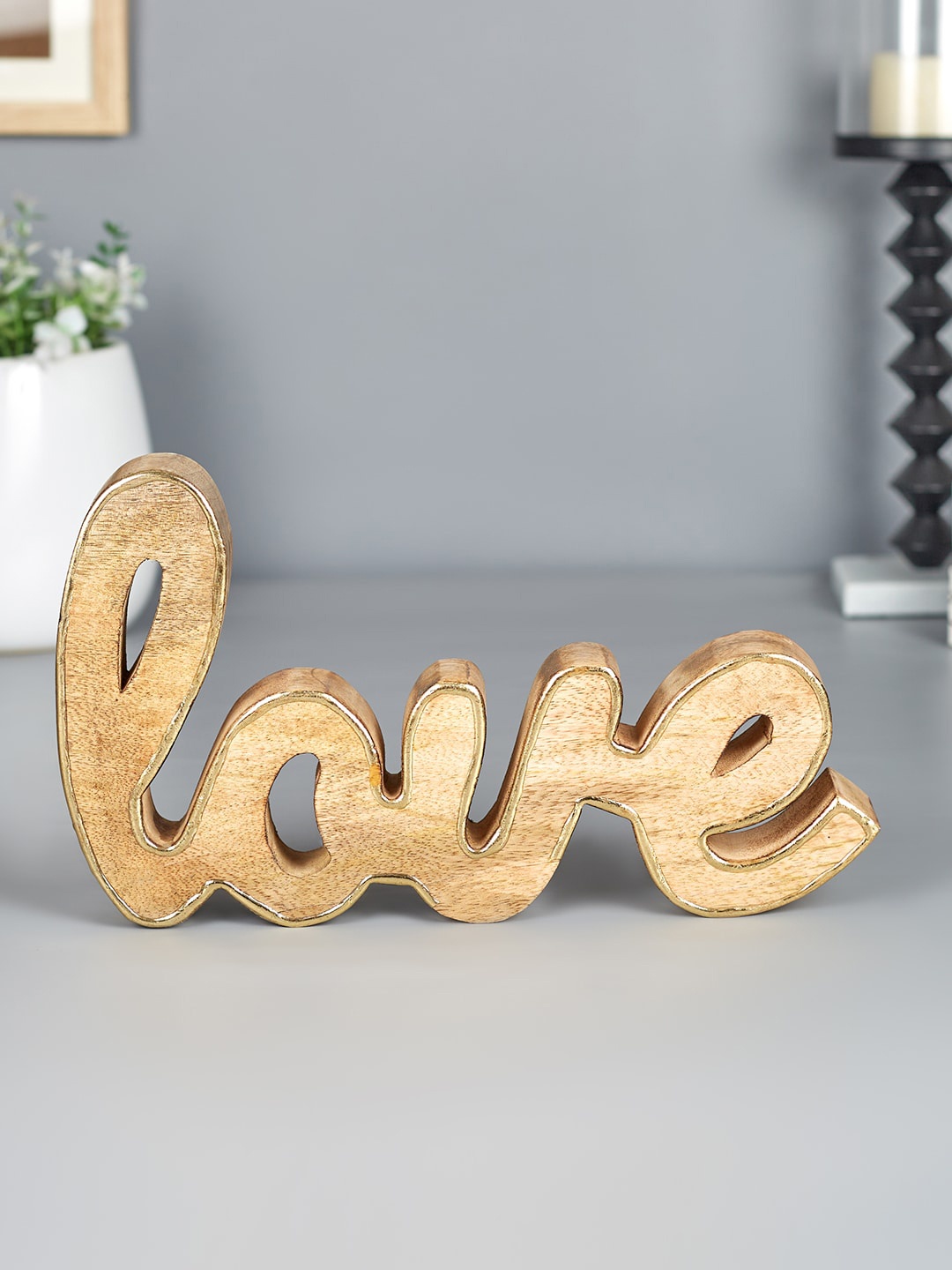 

HomeTown Venice Brown & Gold Textured Love Showpiece
