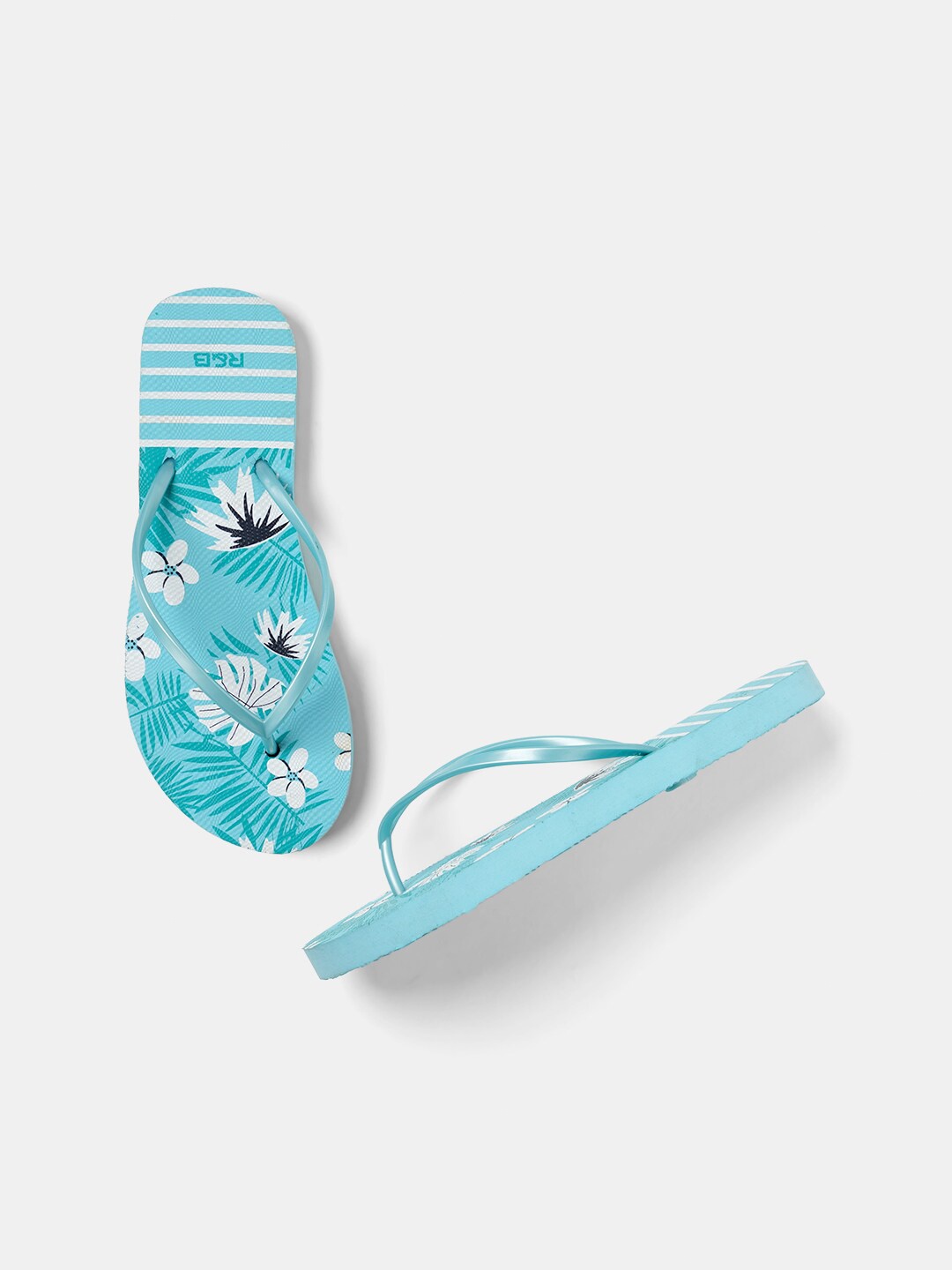 

R&B Women Printed Thong Flip-Flops, Blue