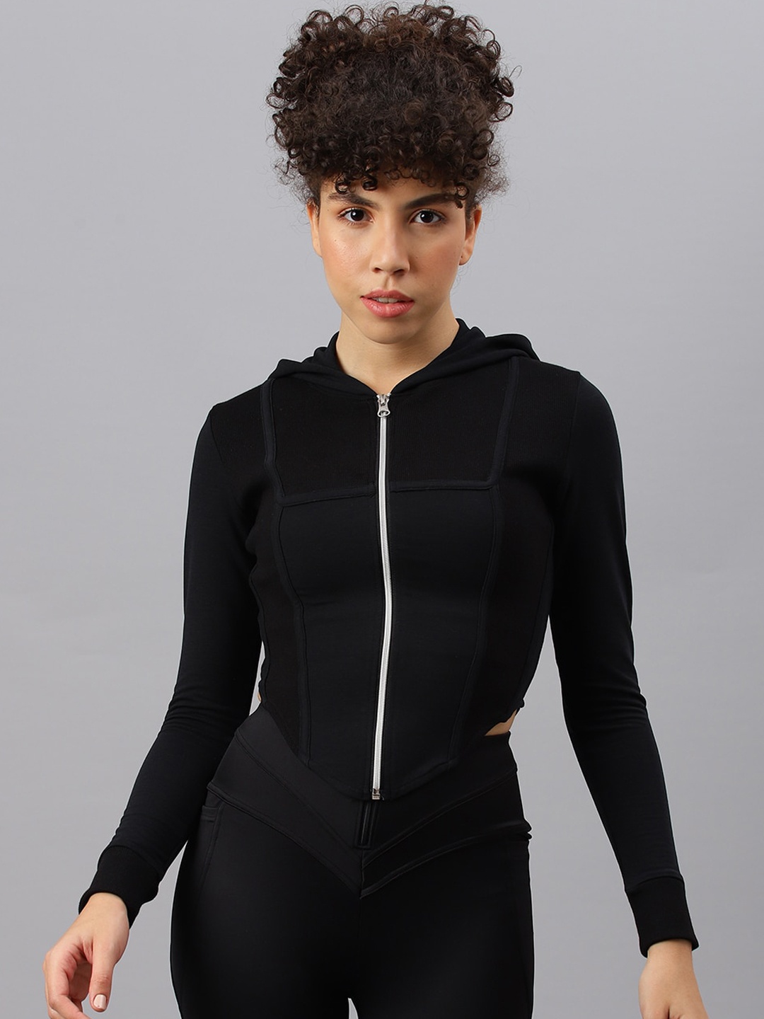 

Fitkin Women Lightweight Crop Training or Gym Sporty Jacket, Black