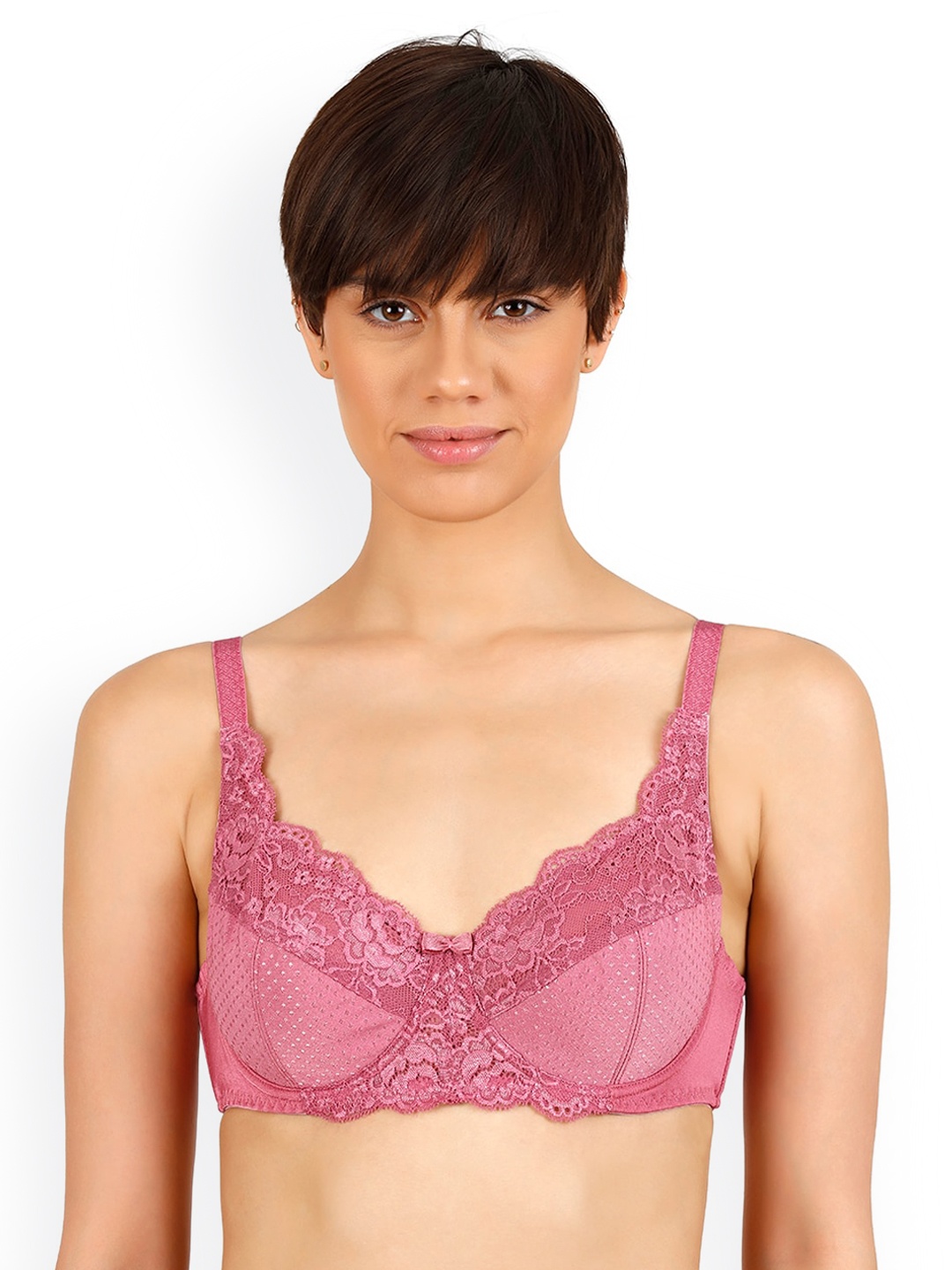 

Zivame Pink Lace Underwired Non Padded Everyday Bra ZI0NCESP11DKMUV