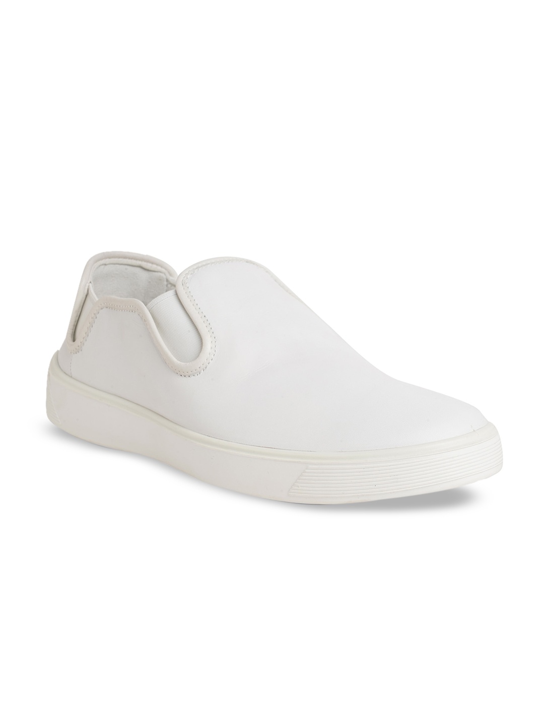 

ECCO Men Leather Slip-On Sneakers, White