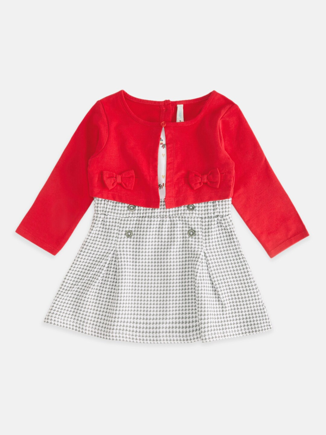 

Pantaloons Baby Girls Checked Cotton A-Line Dress, Red
