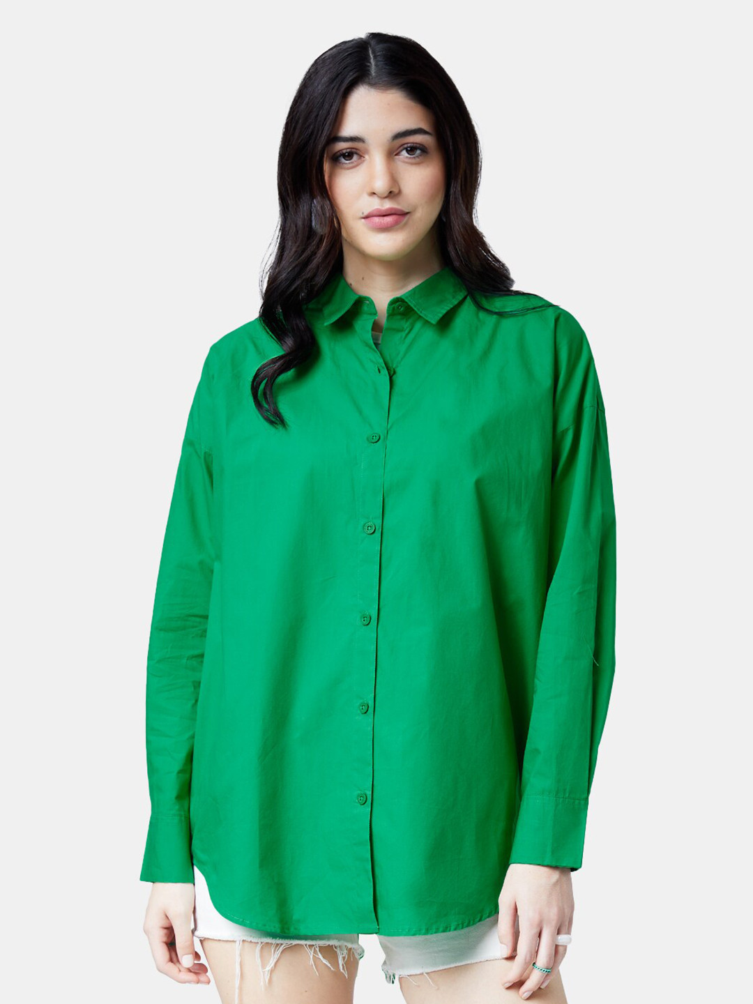 

The Souled Store Women Classic Casual Cotton Shirt, Green
