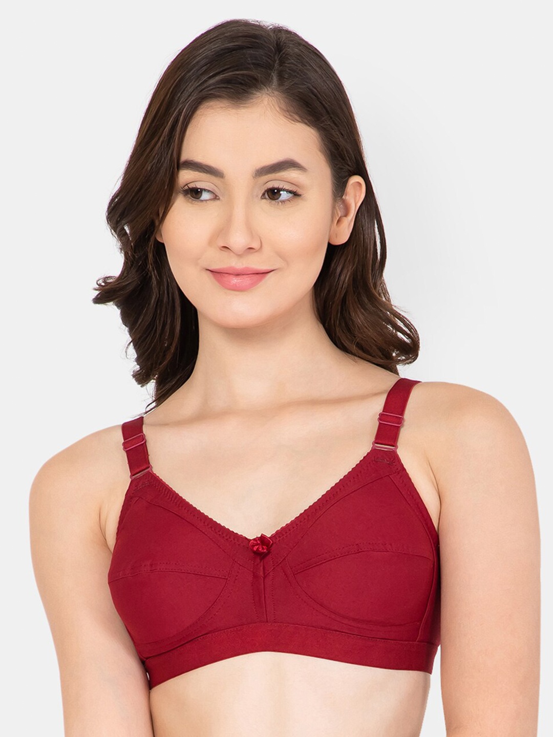 

Lady Lyka Cotton Seamless Non Padded Bra, Maroon