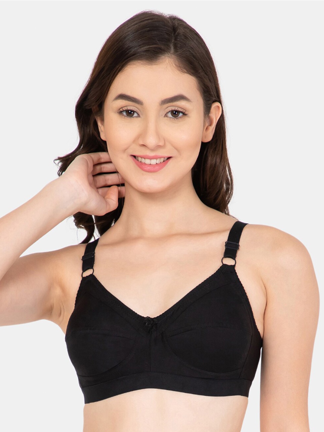 

Lady Lyka Non Padded & Non Wired Seamless Cotton Bra, Black